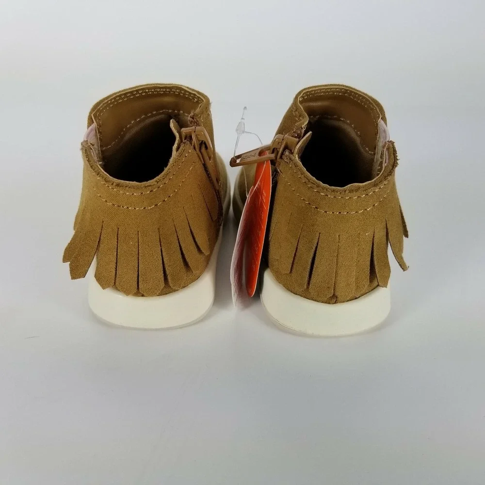 Wonder Nation Brown Fringe Infant Girls Sz 2 Faux Leather Baby Boots Non Marking